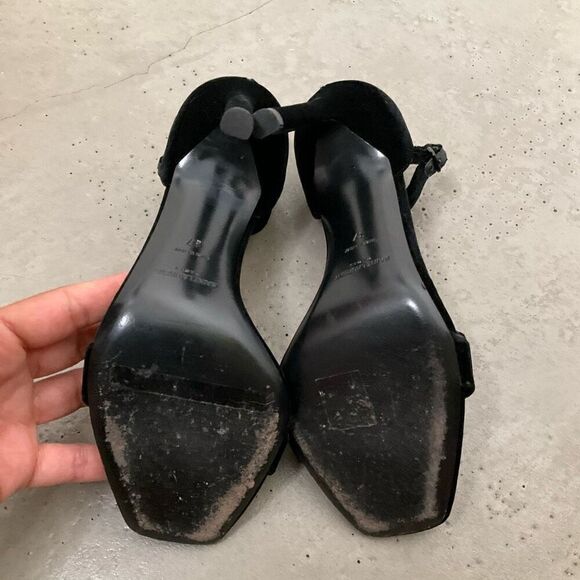 Saint Laurent Velvet Open Toe Heels - Picture 5 of 11